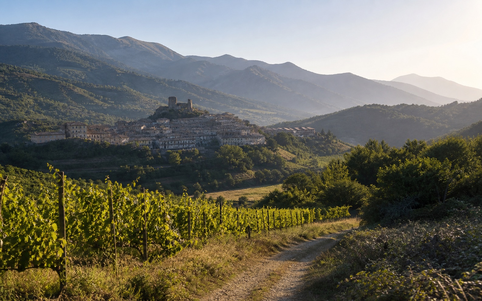 Borgo di montagna tra boschi e vigneti