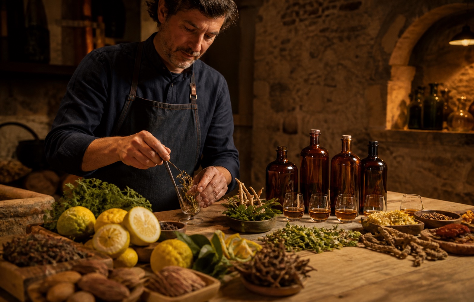 Produzione artigianale di amari con botaniche calabresi