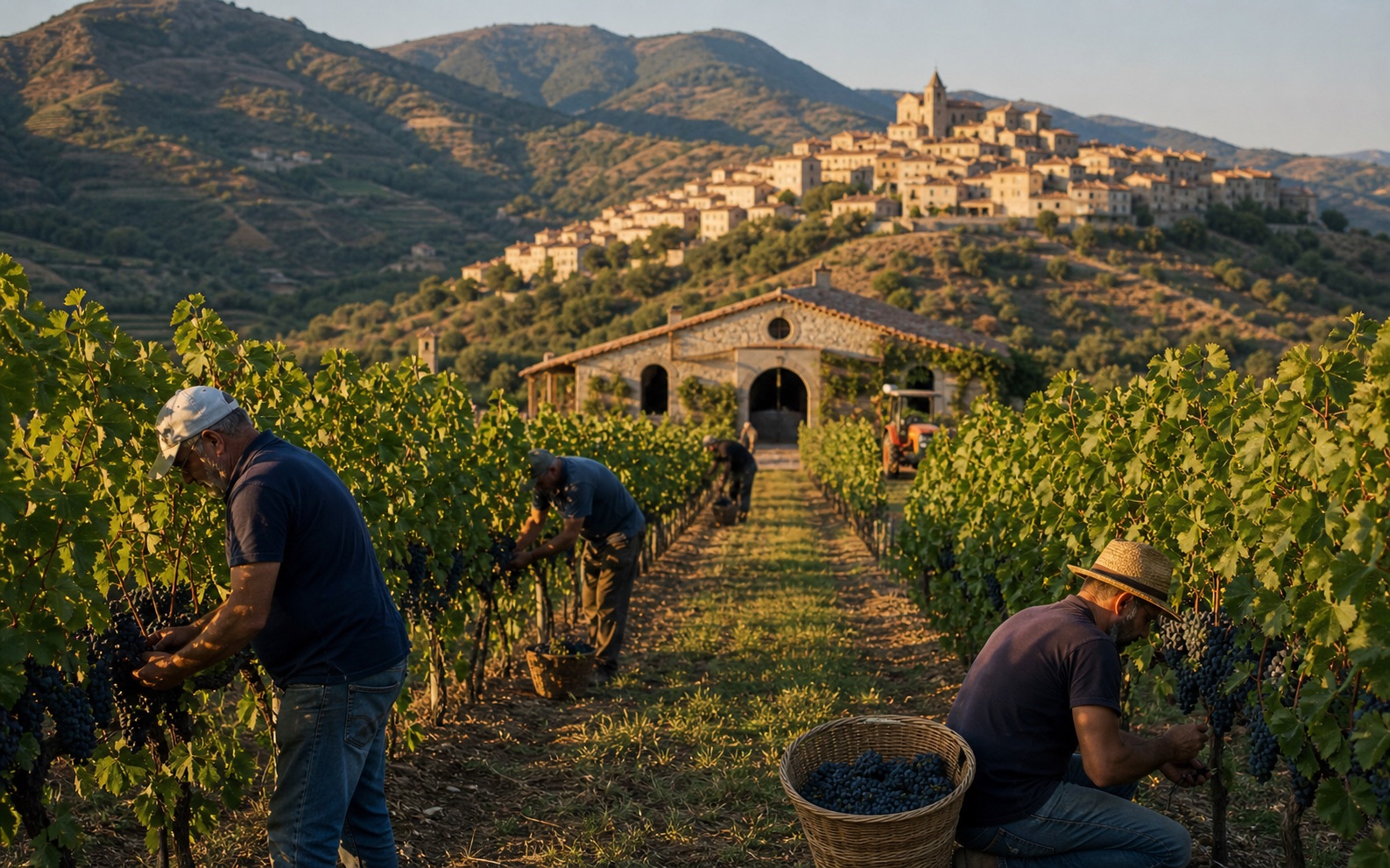 Vendemmia in un vigneto calabrese
